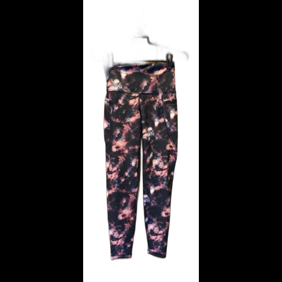 Old Navy Leggings Sz Small High-Rise Go Dry Tie Dye Pink Black Pockets Athletic - Picture 2 of 10